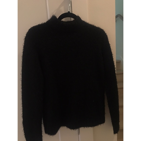 Black, fuzzy mock neck sweater